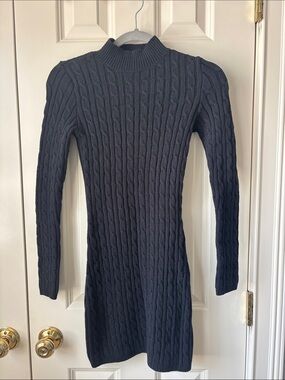 Hollister Black Cable-Knit Turtleneck Sweater Dress